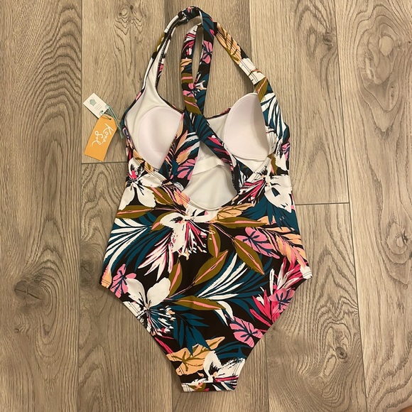 Kona sol multicolor tropical Hawaiian print one piece swimsuit size s - Picture 3 of 6